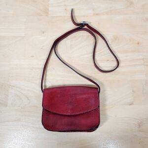 Florence Moon Made in Italy Red Leather Crossbody Purse Logo Classic Boho Chic
